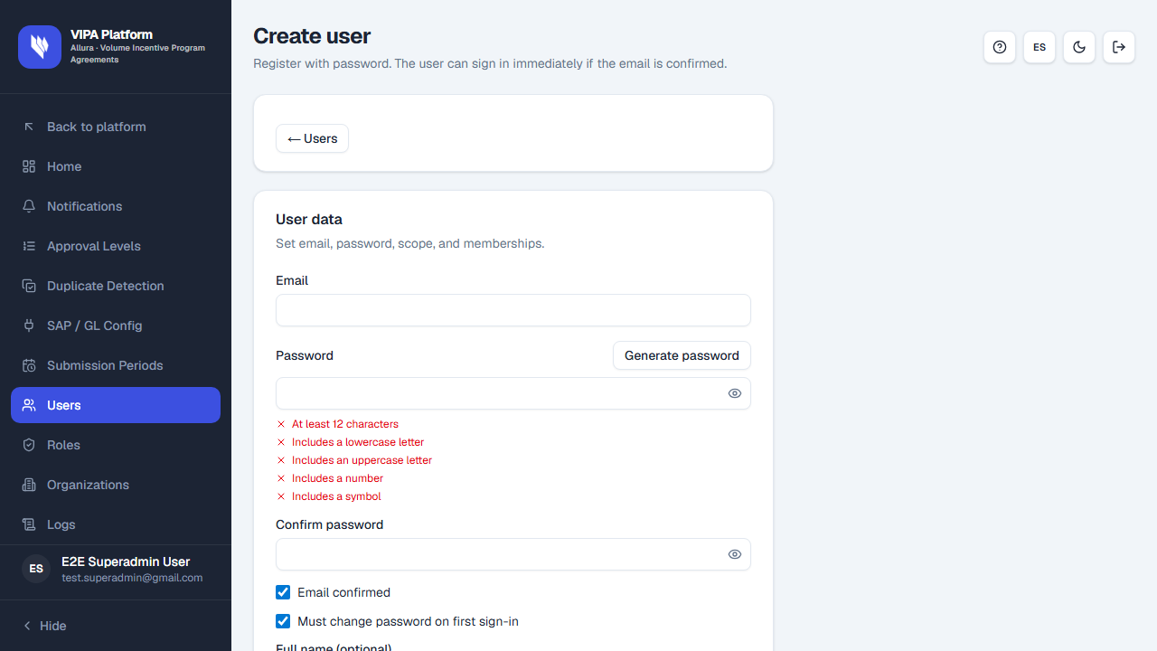 Create user